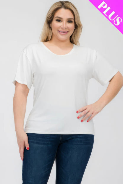 White Plus Size Basic Short Sleeve T-shirt