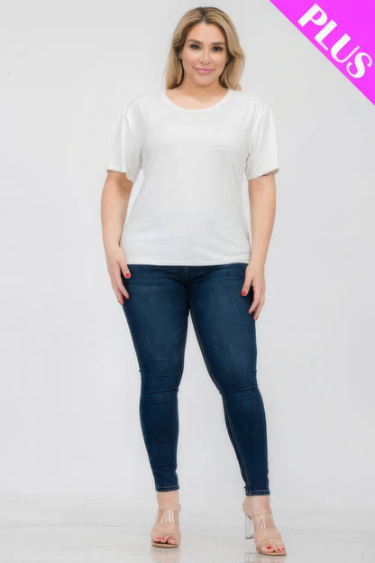 White Plus Size Basic Short Sleeve T-shirt