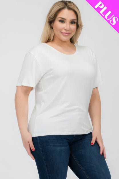 White Plus Size Basic Short Sleeve T-shirt