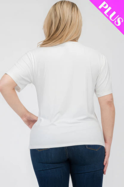 White Plus Size Basic Short Sleeve T-shirt