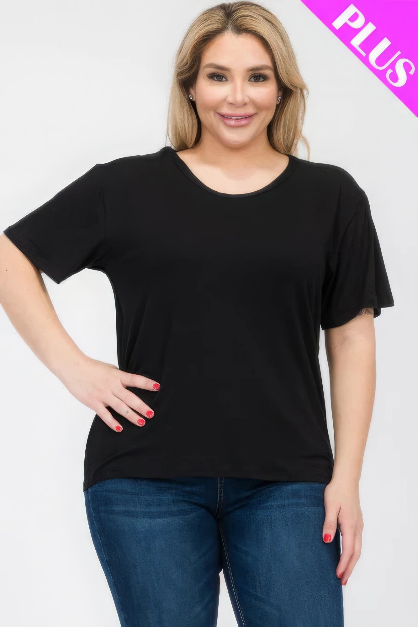 Black Plus Size Basic Short Sleeve T-shirt