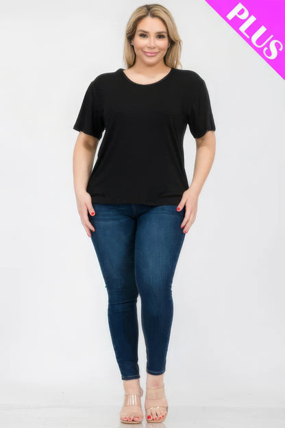 Black Plus Size Basic Short Sleeve T-shirt