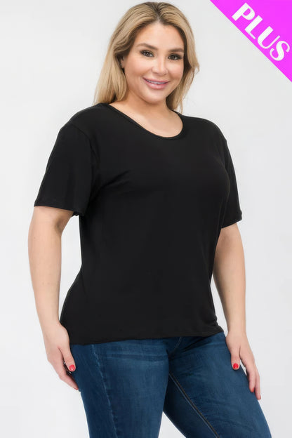 Black Plus Size Basic Short Sleeve T-shirt