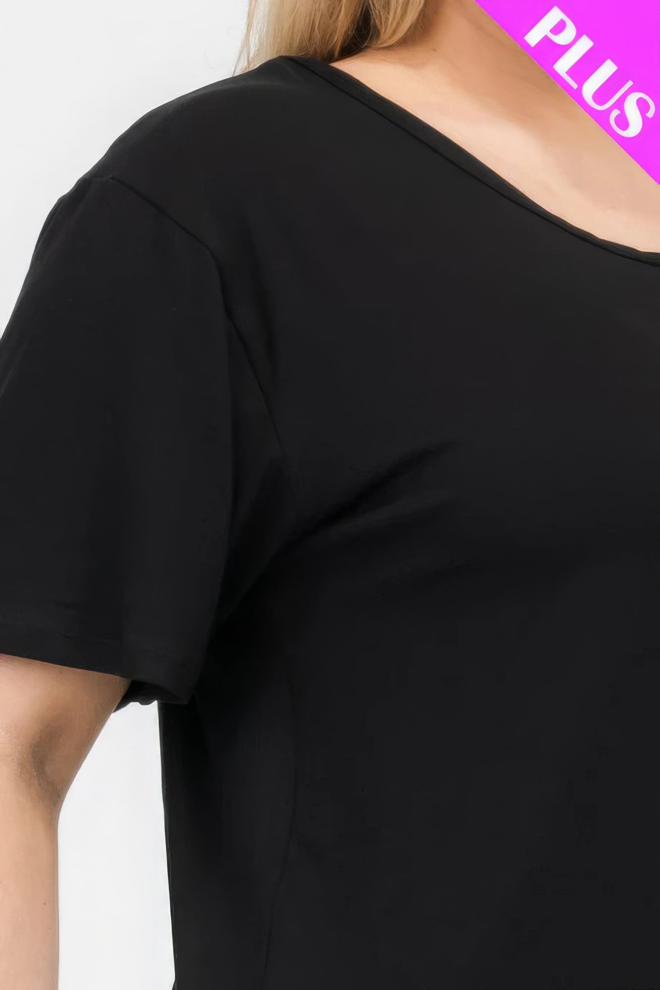 Black Plus Size Basic Short Sleeve T-shirt