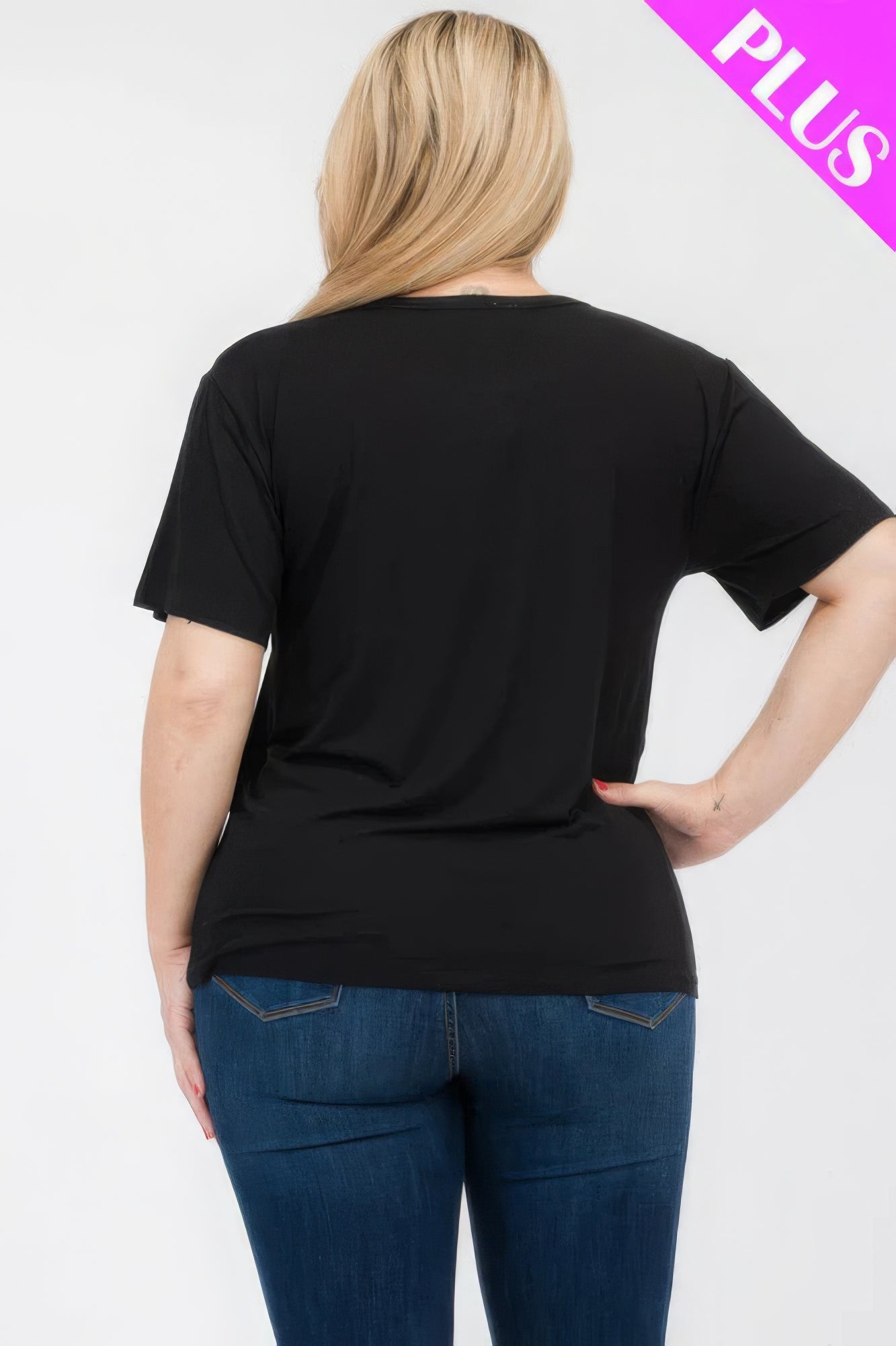 Black Plus Size Basic Short Sleeve T-shirt