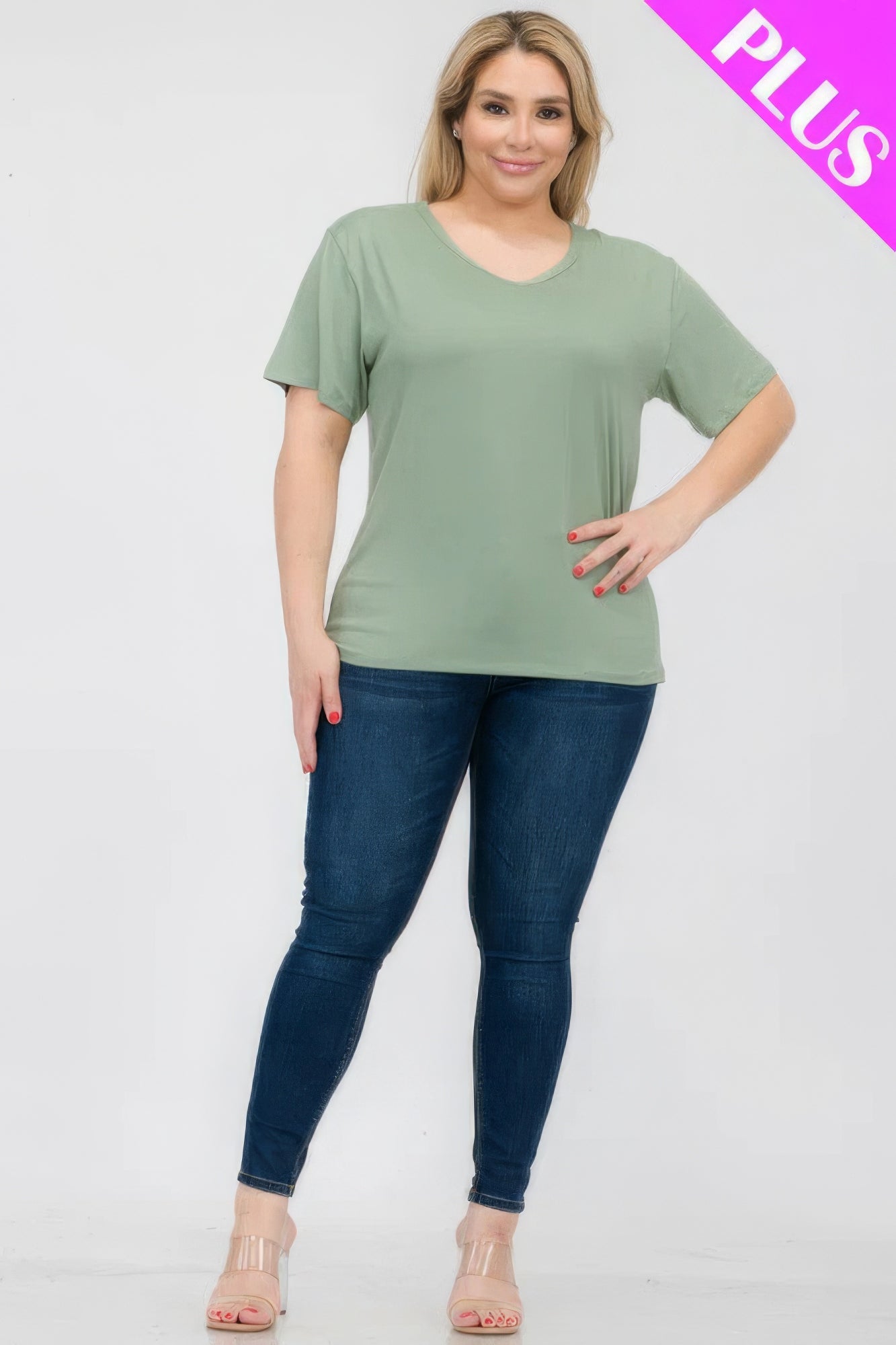 Green Bay Plus Size Basic Short Sleeve T-shirt