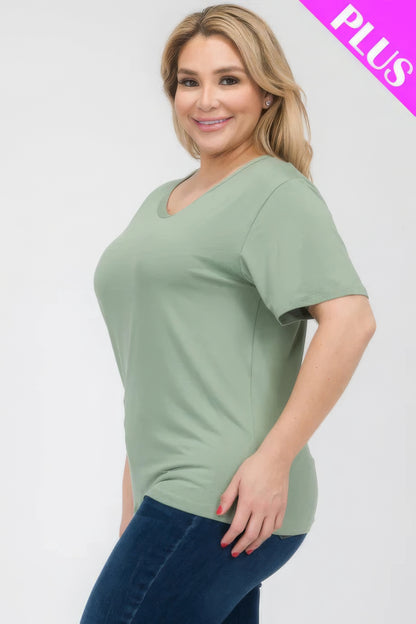 Green Bay Plus Size Basic Short Sleeve T-shirt