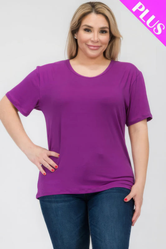 Dahlia Plus Size Basic Short Sleeve T-shirt