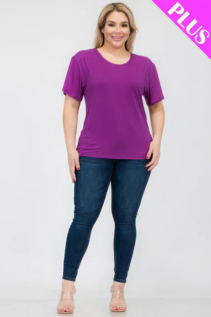 Dahlia Plus Size Basic Short Sleeve T-shirt