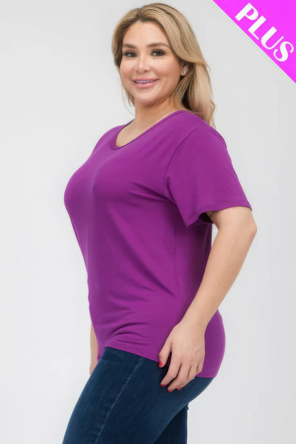 Dahlia Plus Size Basic Short Sleeve T-shirt