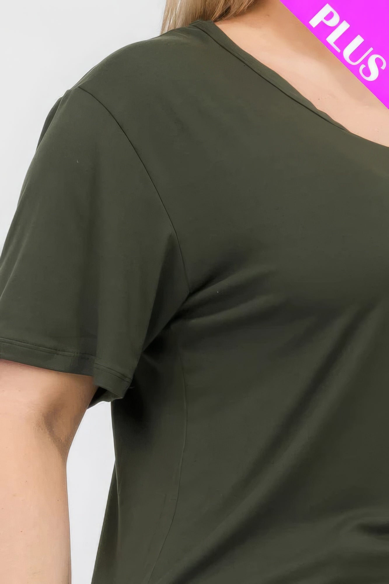 Olive Plus Size Basic Short Sleeve T-shirt