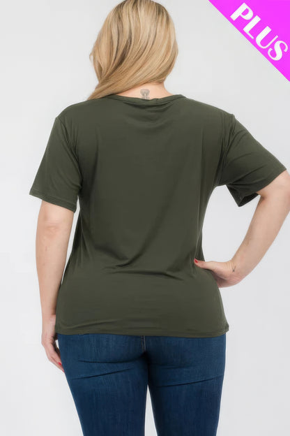 Olive Plus Size Basic Short Sleeve T-shirt