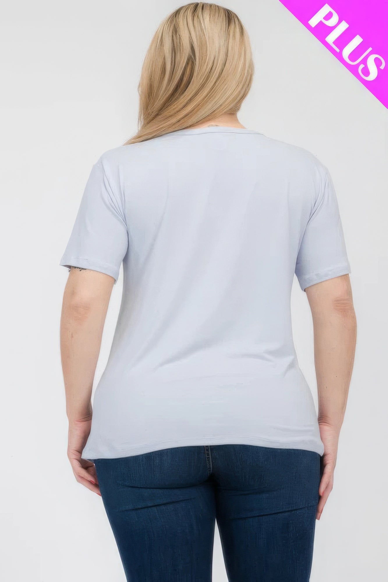 Oyster Grey Plus Size Basic Short Sleeve T-shirt