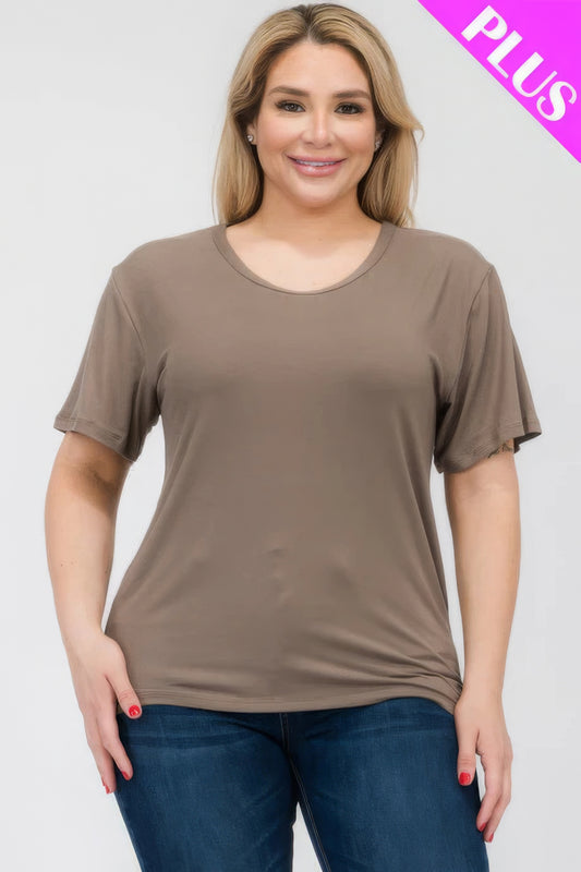 Taupe Plus Size Basic Short Sleeve T-shirt