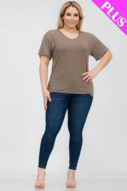 Taupe Plus Size Basic Short Sleeve T-shirt