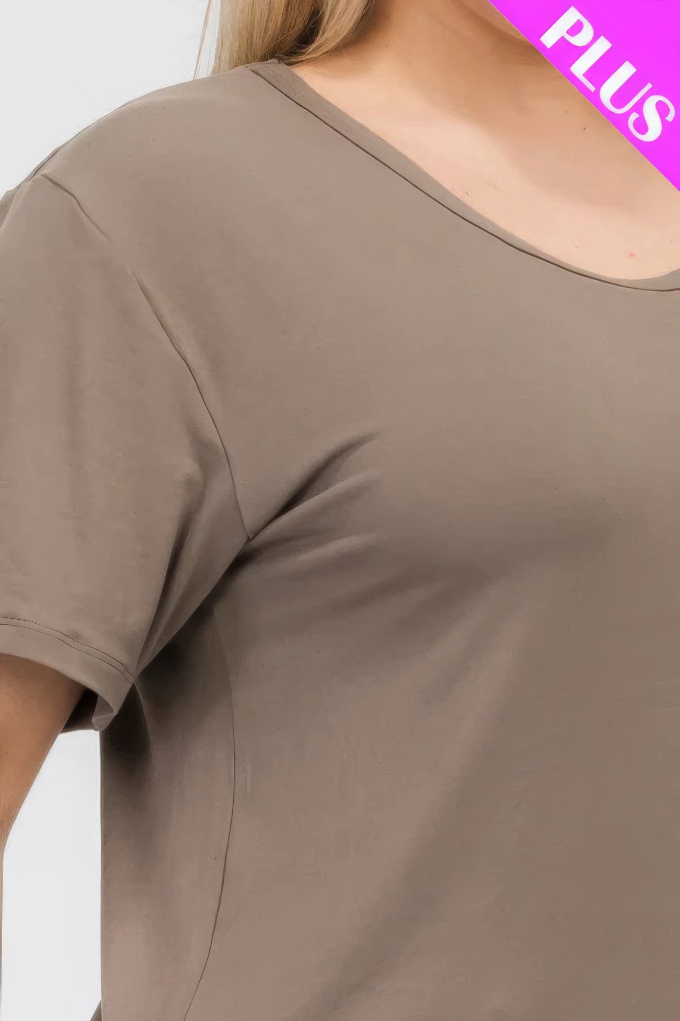 Taupe Plus Size Basic Short Sleeve T-shirt