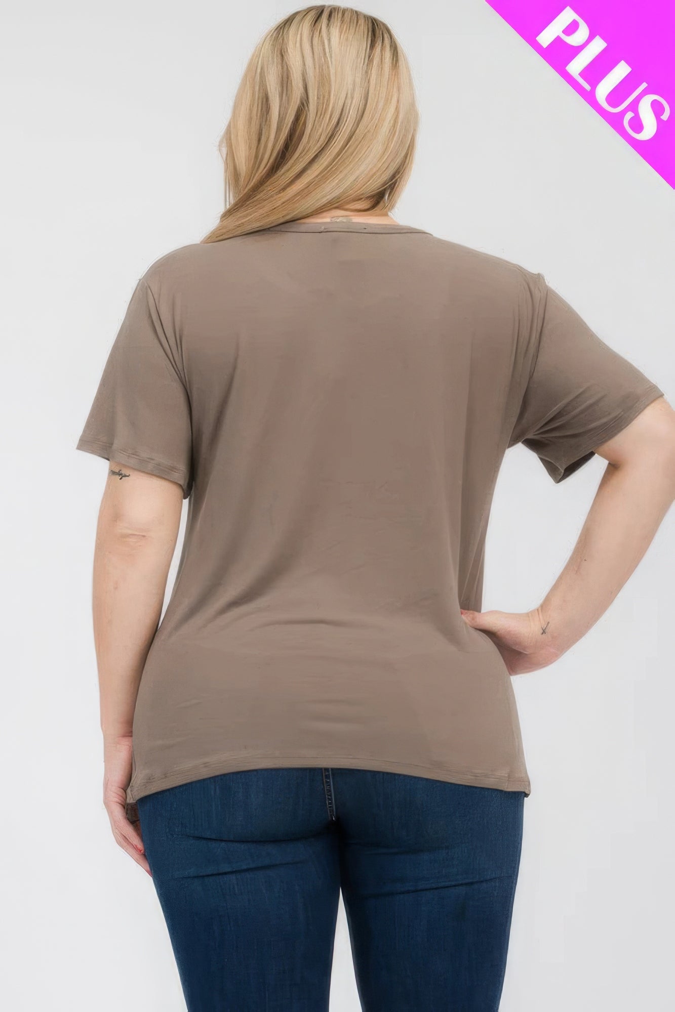 Taupe Plus Size Basic Short Sleeve T-shirt