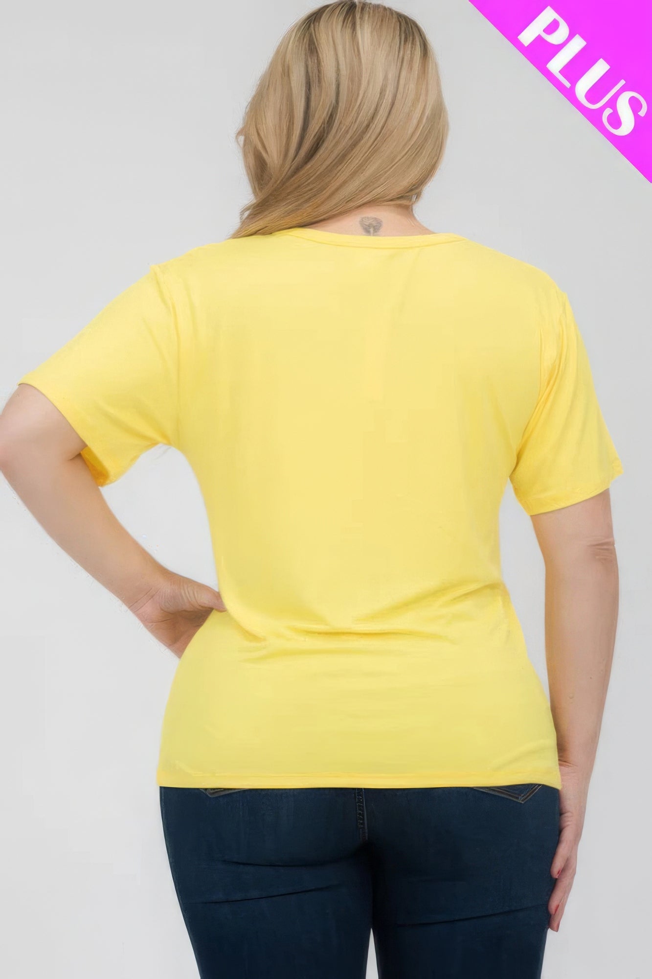 Yellow Plus Size Basic Short Sleeve T-shirt