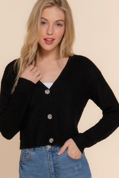 Long Sleeve V-Neck Sweater Cardigan