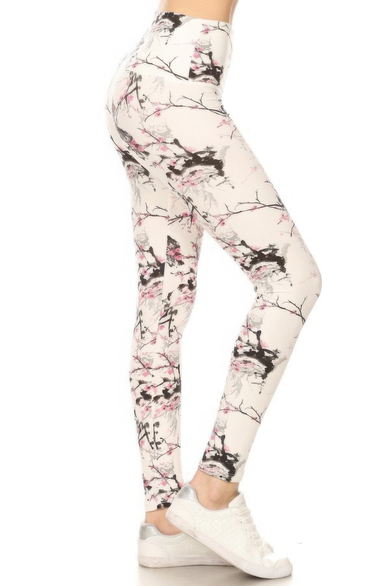 5-inch Long Yoga Style Banded Lined Floral Printed Knit Legging