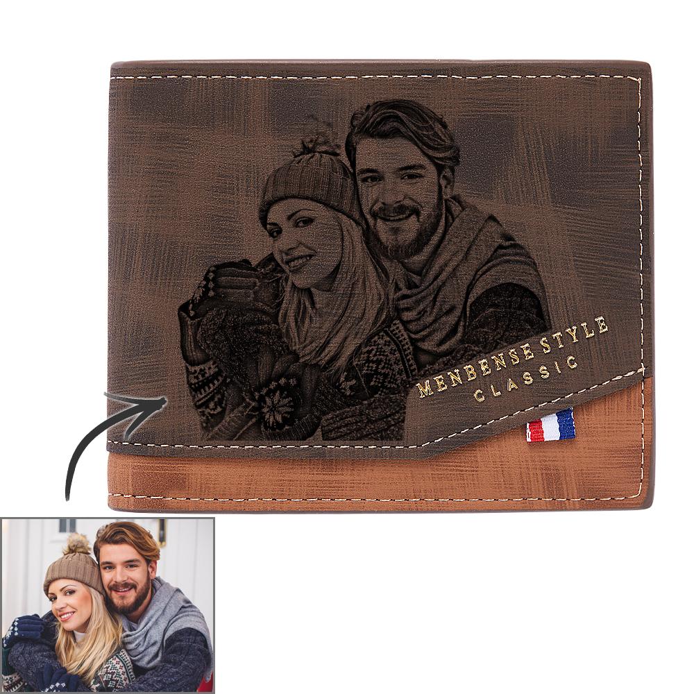 Custom Photo Dark Brown PU Leather Wallet – Personalized Birthday & Valentine’s Day Gift