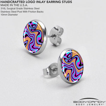 Funky Swirls Stud Earrings by Onyx O