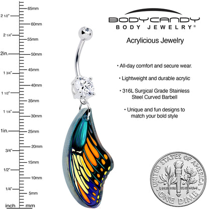 Double Gem Butterfly Wing Dangle Belly Ring by Onyx O