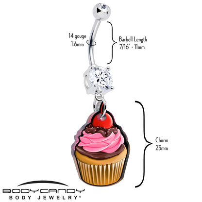 Double Gem Valentine Cupcake Dangle Belly Ring by Onyx O