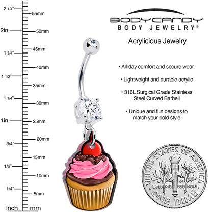 Double Gem Valentine Cupcake Dangle Belly Ring by Onyx O