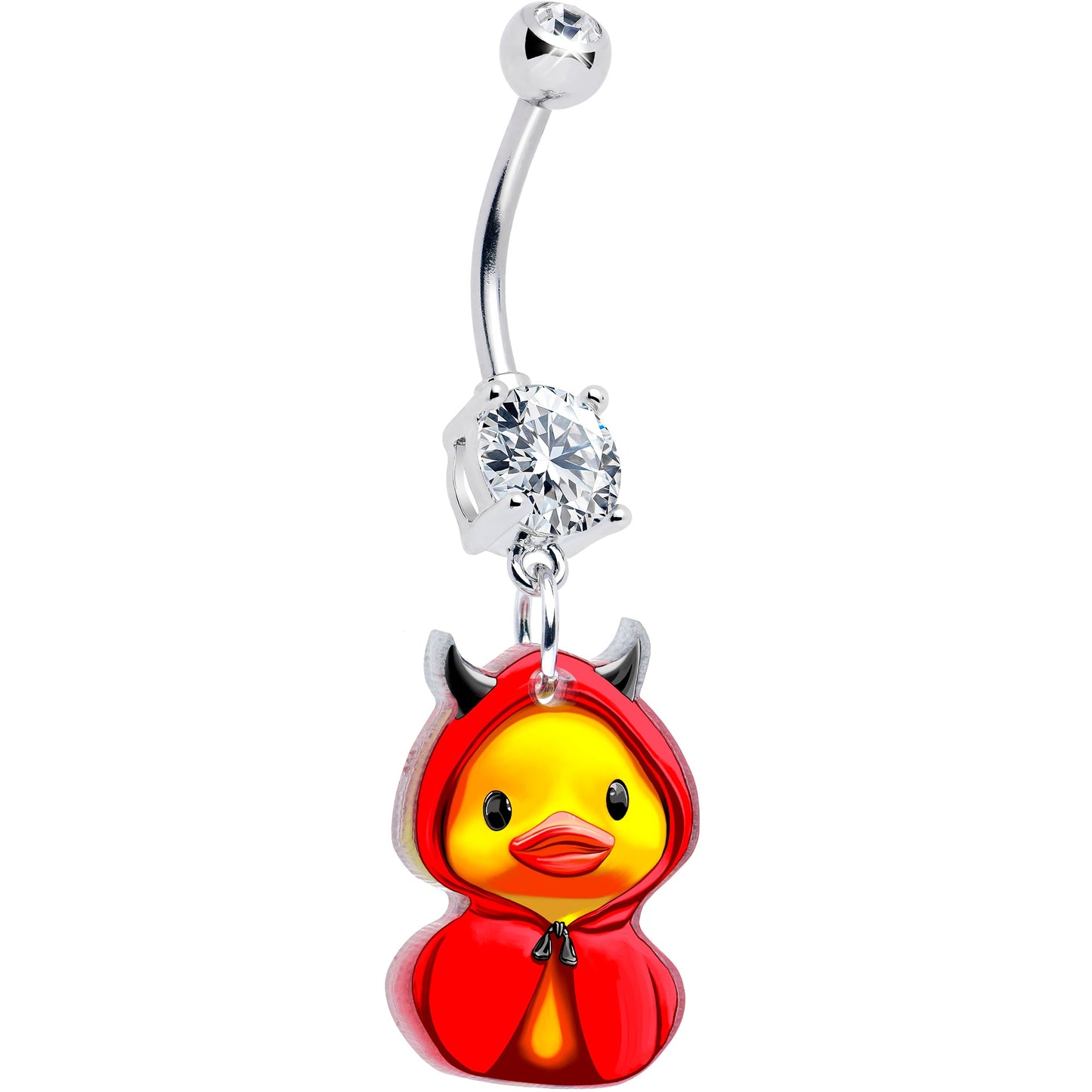 Clear Gem Hot Litle Devil Duck Dangle Belly Ring by Onyx O