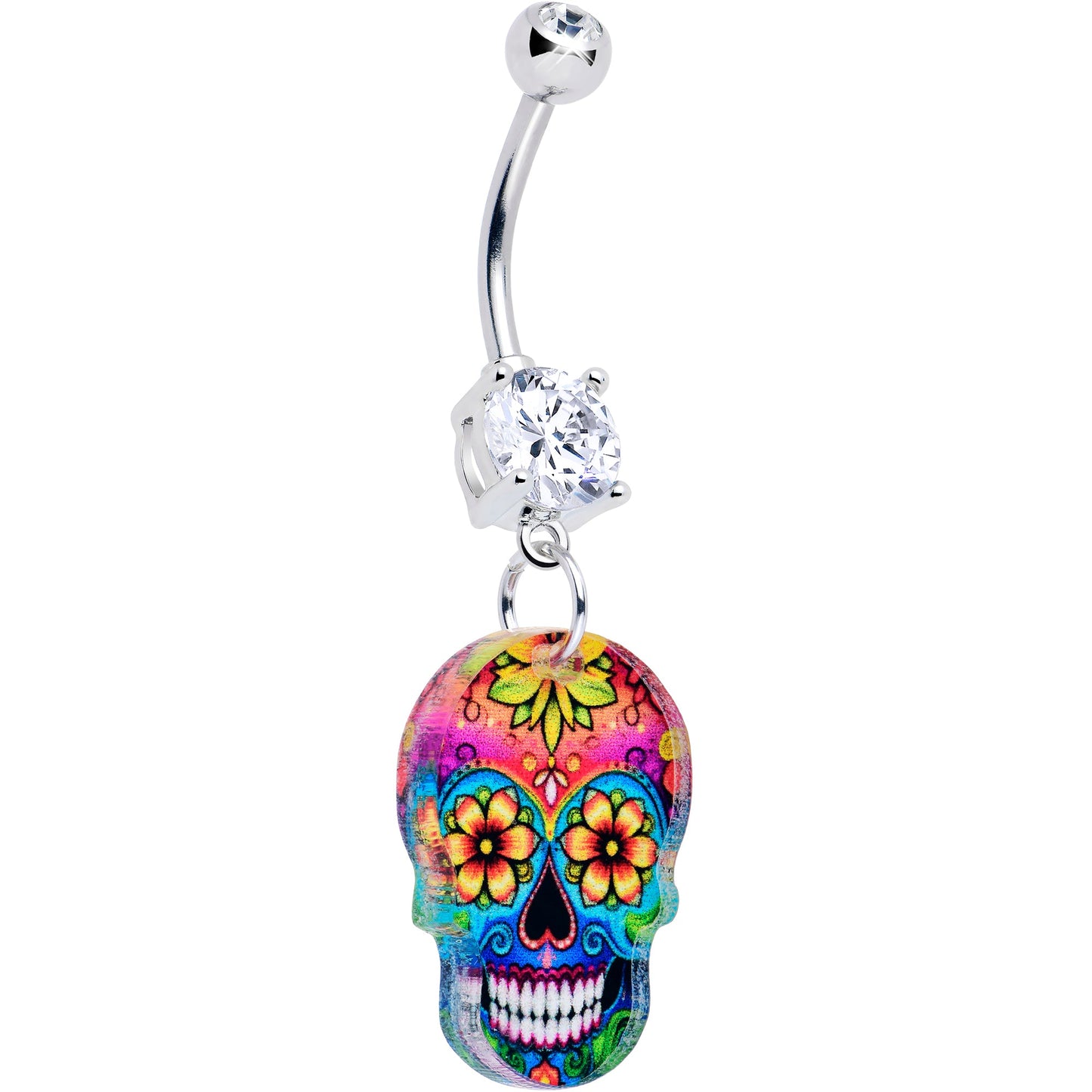 Acrylicious Vibrant Vibes Sugar Skull Dangle Belly Ring