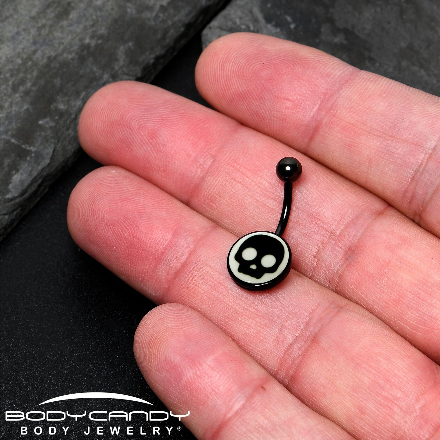 Glow in the Dark Simple Skull Belly Ring by Onyx O