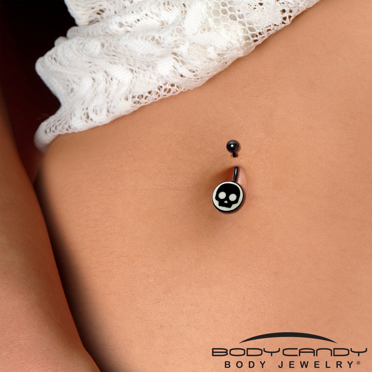 Glow in the Dark Simple Skull Belly Ring by Onyx O