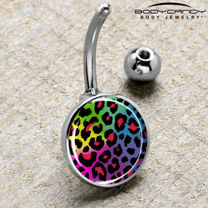 Rainbow Cheetah Print Belly Ring by Onyx O
