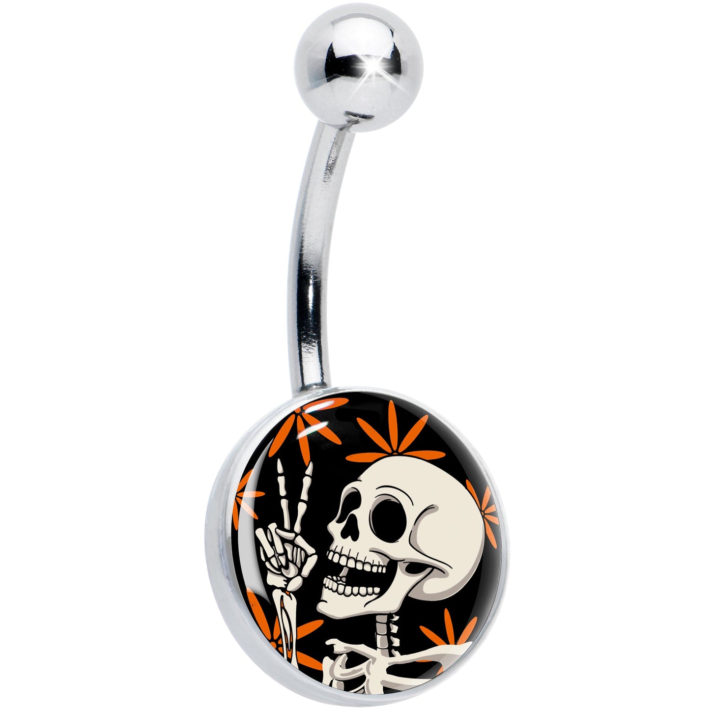 Peace Sign Skeleton Belly Ring by Onyx O