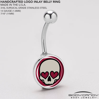 Valentine Heart Skull Belly Ring