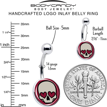 Valentine Heart Skull Belly Ring