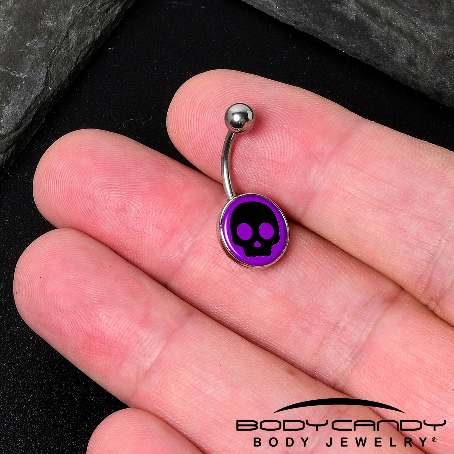 Purple Black Simple Skull Belly Ring by Onyx O