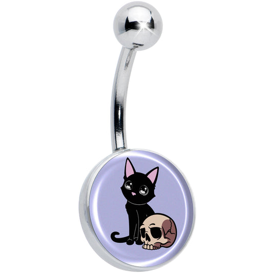 Skull Cat Belly Ring by Onyx O