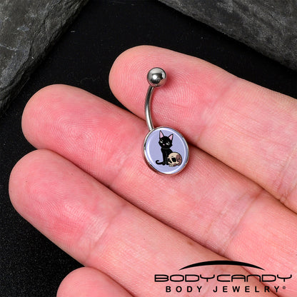 Skull Cat Belly Ring by Onyx O