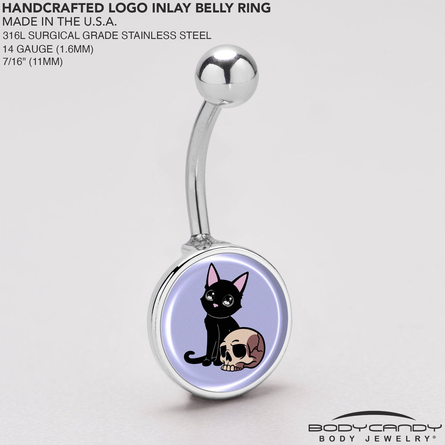 Skull Cat Belly Ring by Onyx O