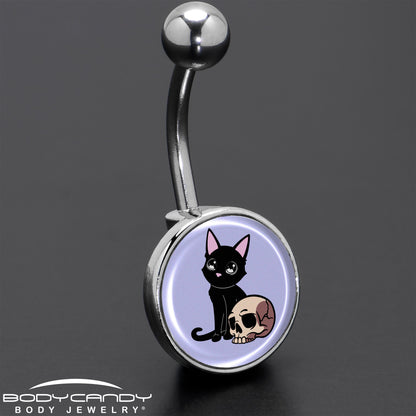 Skull Cat Belly Ring by Onyx O