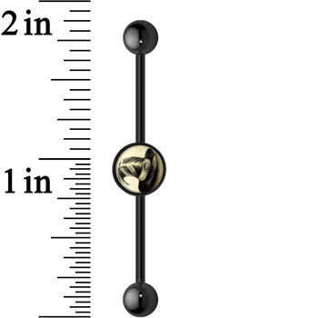 14G Black Glow in the Dark Witch's Hat Industrial Barbell 37mm