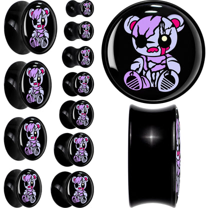 Attitude Teddy Bear Black Acrylic Saddle Plug Set by Onyx O
