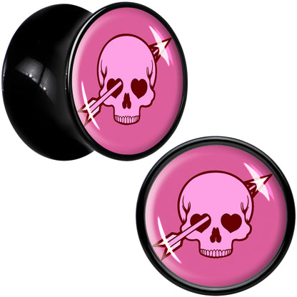 Valentine Cupid Skull Black Acrylic Saddle Plug Set by Onyx O