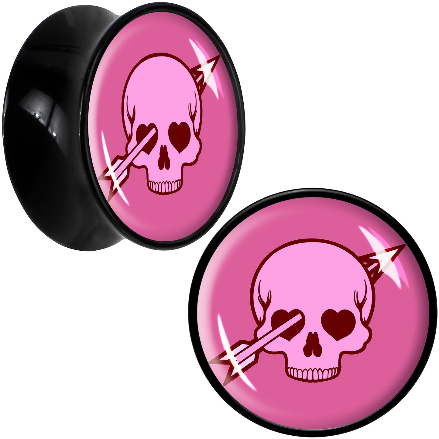 Valentine Cupid Skull Black Acrylic Saddle Plug Set by Onyx O
