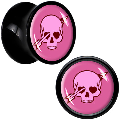 Valentine Cupid Skull Black Acrylic Saddle Plug Set by Onyx O