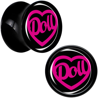 Hollow Heart Doll Word Black Acrylic Saddle Plug Set by Onyx O