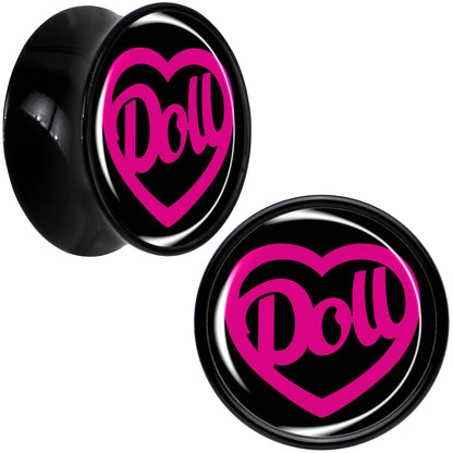 Hollow Heart Doll Word Black Acrylic Saddle Plug Set by Onyx O
