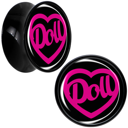 Hollow Heart Doll Word Black Acrylic Saddle Plug Set by Onyx O